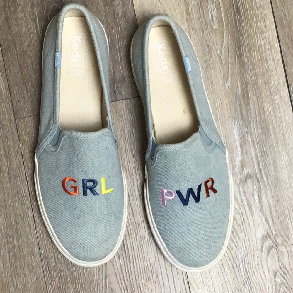 Keds Girl Power GRL PWR denim slip on sneaker size 9